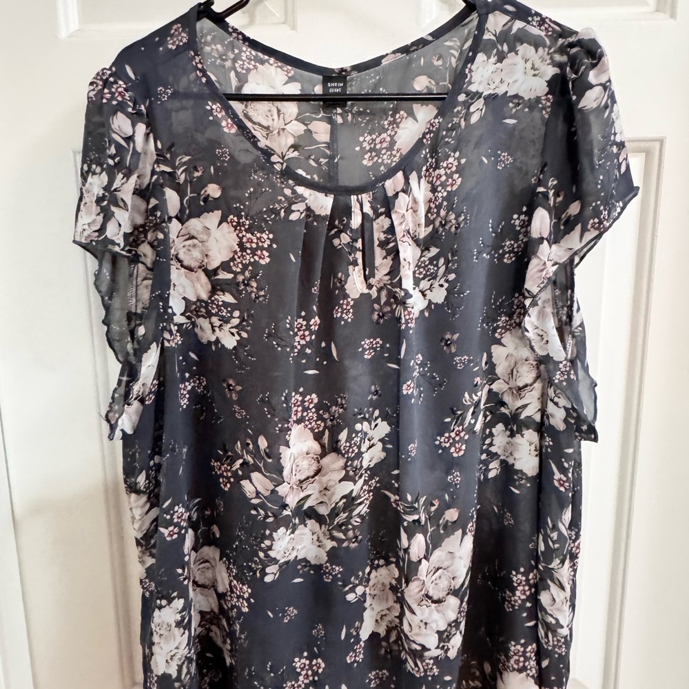 SHEIN Black Floral Blouse